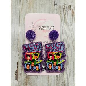 New Kids on the Block Glitter Earrings NEW